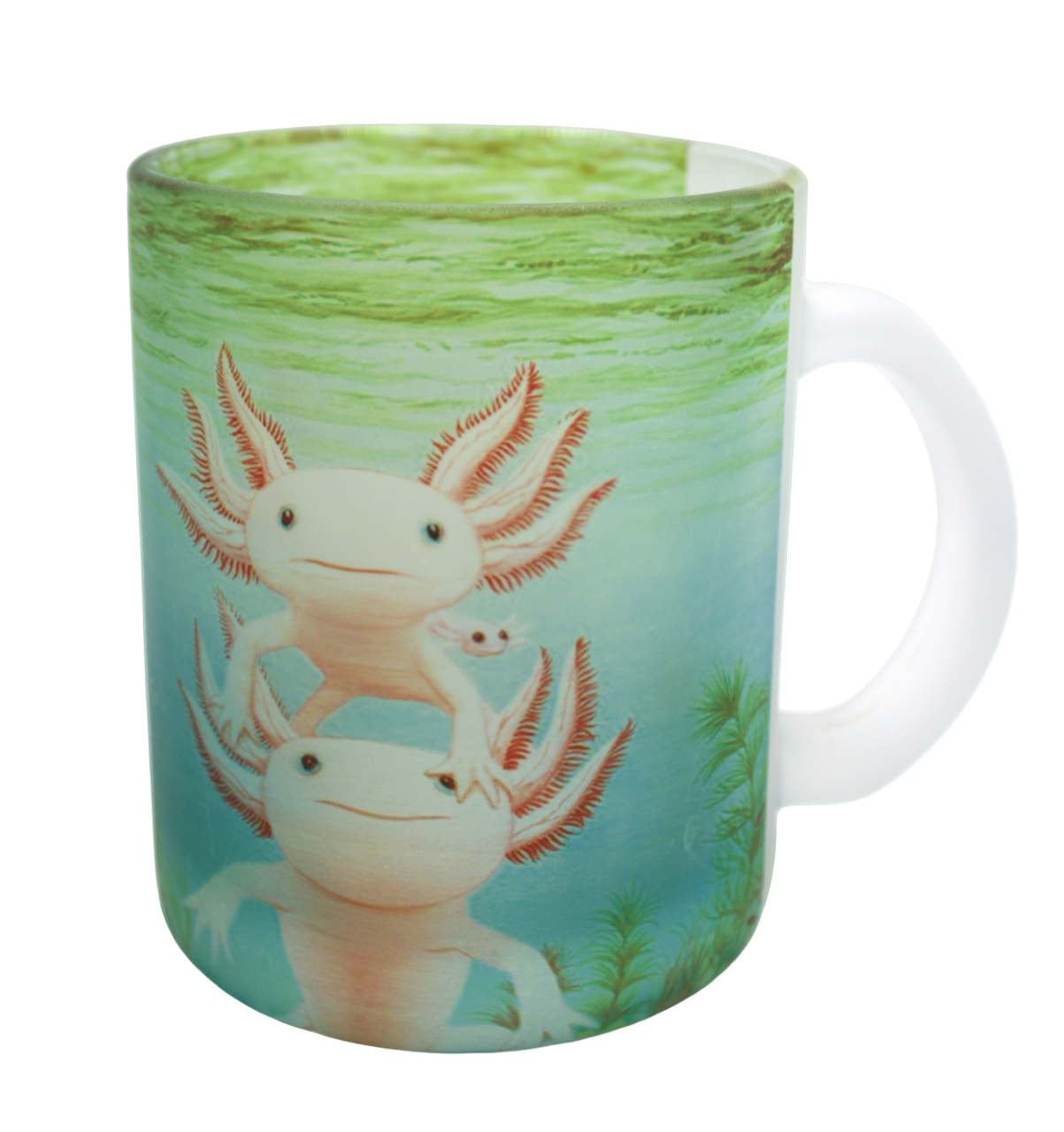 Taza De Vidrio Ajolote Fondo Verde