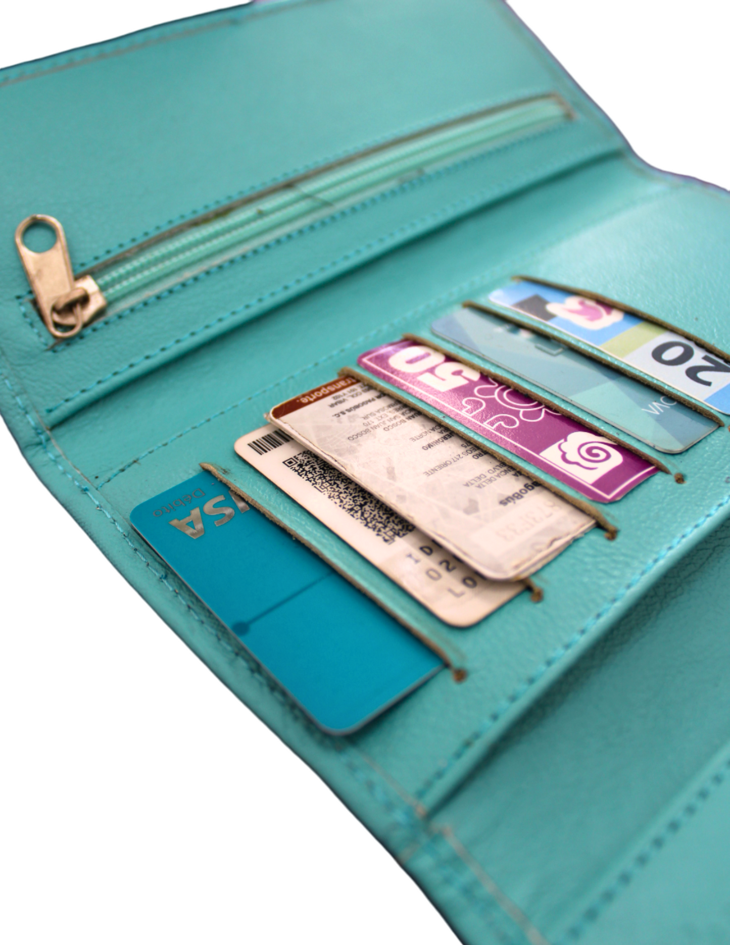 Cartera De Piel Azul Cielo